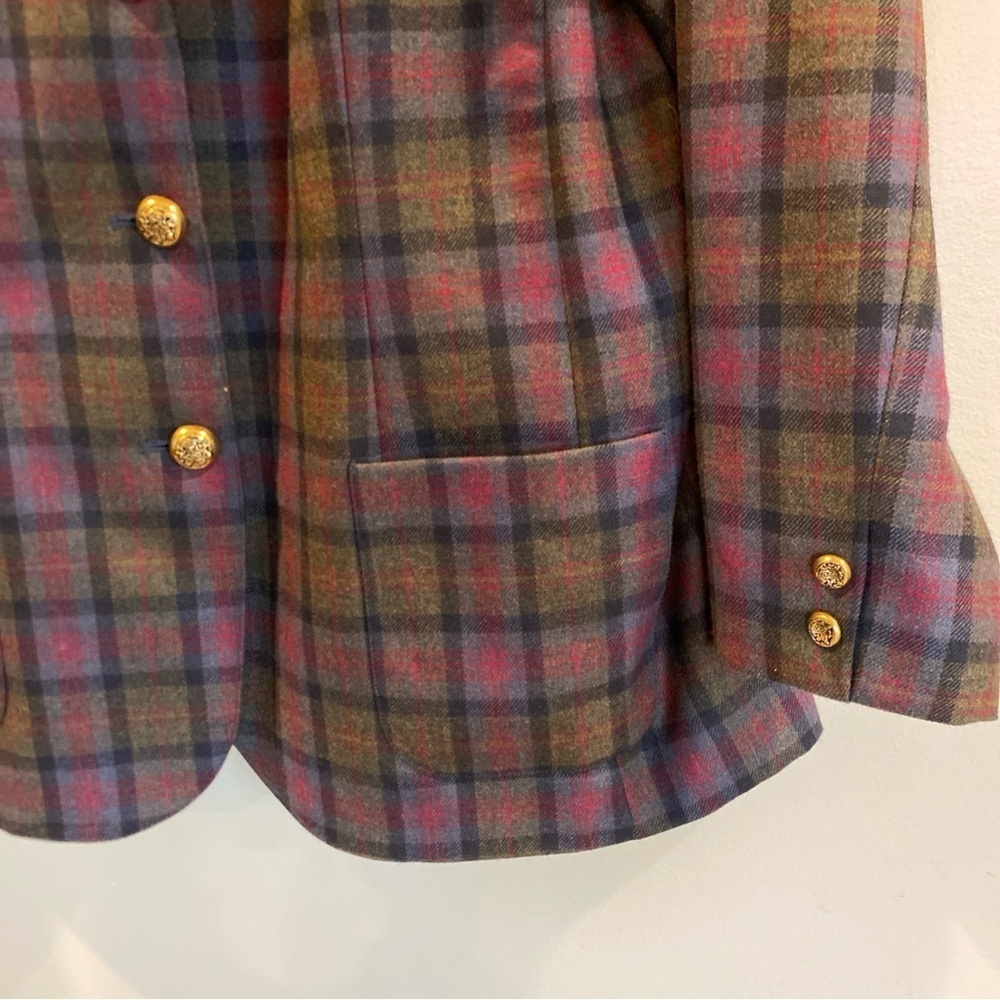 N Touch Plaid Wool Blazer Jacket Womens Size 16 Gold Buttons Pockets Vintage - Picture 4 of 6